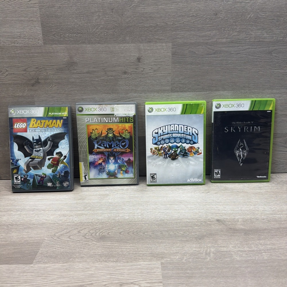 Xbox 360 Game Lot. 5 Games - Elder Scrolls V Skyrim, Skylanders, Kameo, Batman